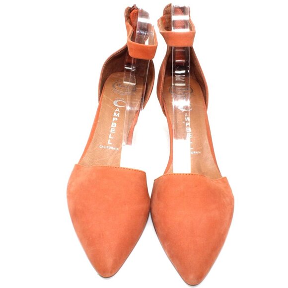 Jeffrey Campbell Womens Sz 9.5 Orange Rust Suede Pointed Toe Ankle Strap Heels - Picture 3 of 11